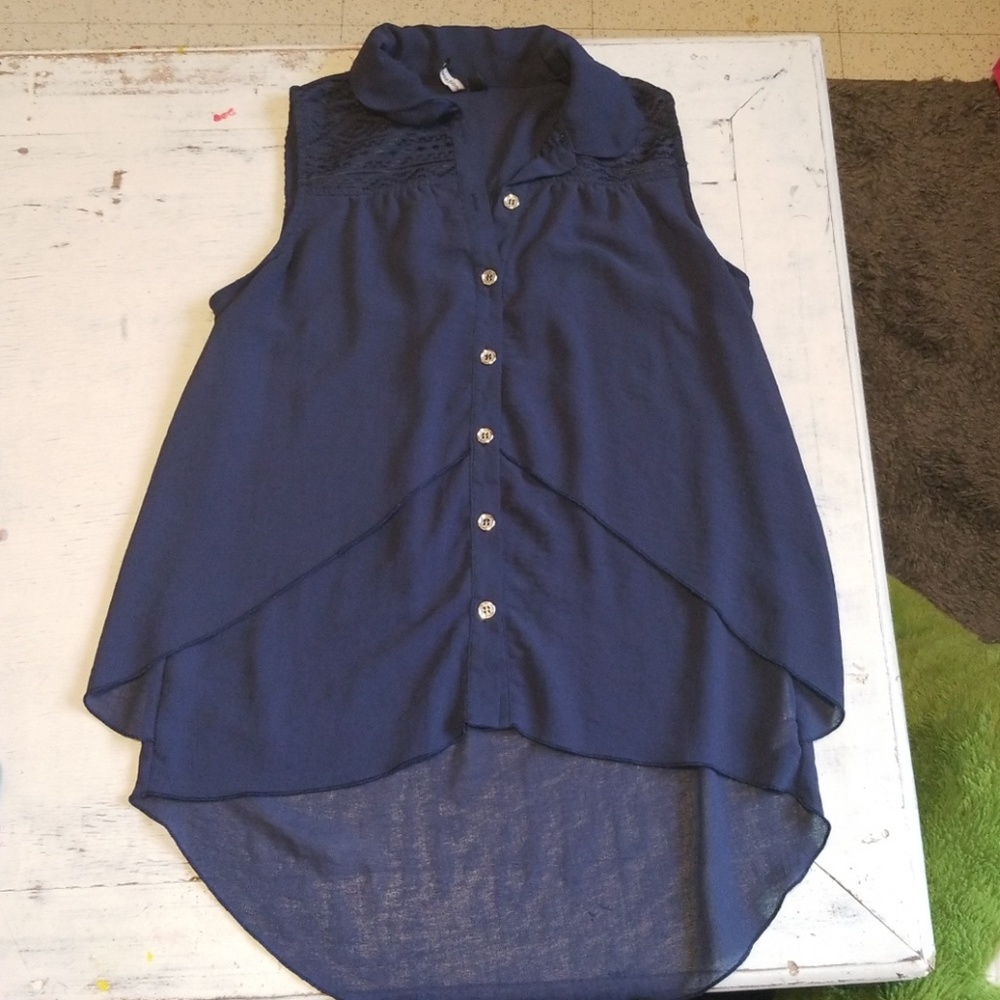 HeartSoul Navy Blue High/Low Blouse